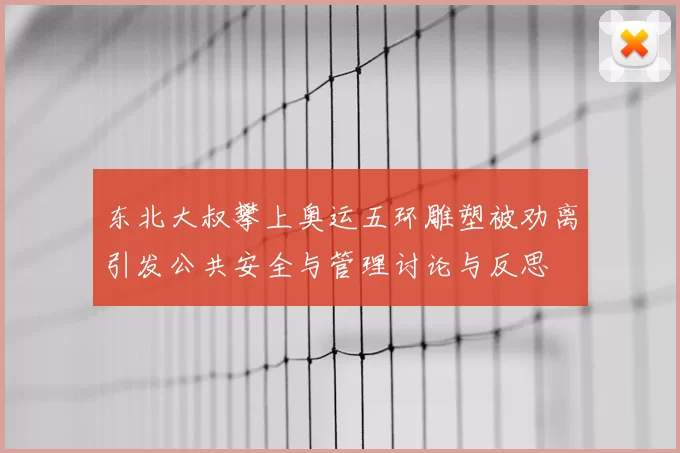 东北大叔攀上奥运五环雕塑被劝离引发公共安全与管理讨论与反思